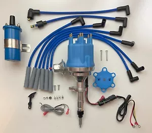 small cap CHEVY INLINE 6 Cylinder 235 BLUE HEI Distributor +45k Coil + Wires USA - Picture 1 of 18