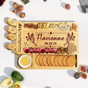 Individuelles Bambus Wurstwaren Brett mit vertikalem magnetischem Messer Aufbewahrung Geschenk Käse - Bild 1 von 9