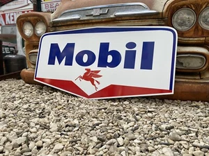 Antique Vintage Old Style Mobil Pegasus Shield Gas Oil Sign! - Picture 1 of 7