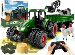 Uarzt Remote Control Tractor Toy Kids RC Tractor Set & Truck and Trailer Fron... - Picture 1 of 7