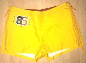 Rare 2001 Tommy Jeans Womens Yellow Wind Breaker Shorts Zipper Side Size 7 - Picture 1 of 12