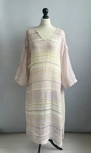 WALL LONDON Gorgeous Textured Lightweight Linen Mix Kaftan Dress One Size 50" CH - Picture 1 of 9