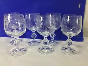II13 Vintage Bohemia Crystal Stem Hand Blown Wine Glasses For Adults Set of 6 - Picture 1 of 5