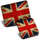 Mouse Mat & Coaster Set - Vintage Union Jack Flag Distressed  #8887