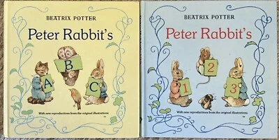 Juego de dos libros de colección Peter Rabbit de Beatrix Potter ABC y 123 1987 tapa dura Foto 1 de 4