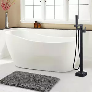 Freestanding Bathtub Faucet Tub Filler Floor Mount Bathroom Faucet with Shower - Picture 1 of 15