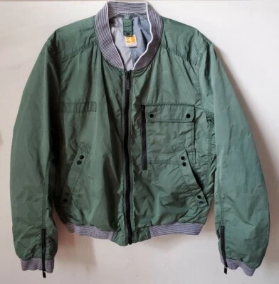 Hugo Boss Reversible Bomber Chaqueta Verde Ribete Rayas Naranja Etiqueta 46 R  Foto 1 de 4