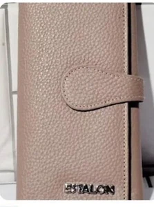 🆕👛  ESTALON Tri Fold Wallet Pebbled Leather Card Slots  Pink 🆕 - Picture 1 of 8