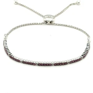 14K White Gold LeVian Ruby & Diamond Bolo Adjustable Bracelet - Picture 1 of 4