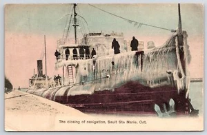 1910's Closing Of Navigation Sault Ste Marie Ontario Canada Posted Postcard - Picture 1 of 2
