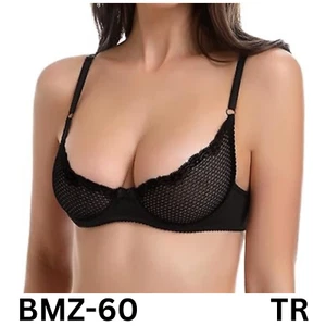 Wingslove Women' Sexy 1/2 Cup Lace Balconette Mesh Underwired Demi Shelf Bra 34D - Picture 1 of 7