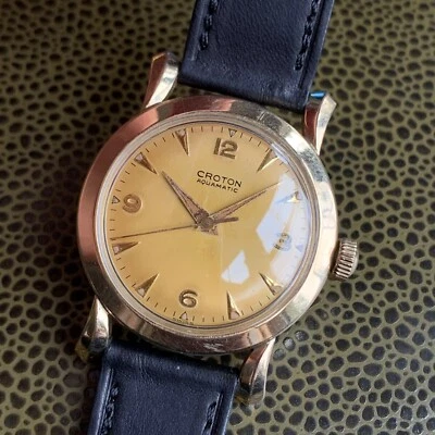 Reloj Pulsera Croton Aquamatic Vintage Automático Lleno de Oro 10K Foto 1 de 4