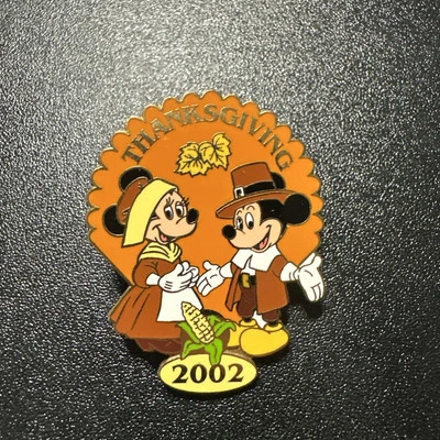 Disney Pin DLR Cast Member Holiday Thanksgiving 2002 Mickey and Minnie - Image 1 of 3