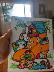 Vintage Playskool Old Woman in the Shoe Wood Puzzle 290-09 15 Pieces Made in USA - Picture 1 of 1