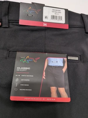 Greg Norman Mens Classic Shorts Size 34x8" Inseam Black Stretchy NWT - Image 1 of 4