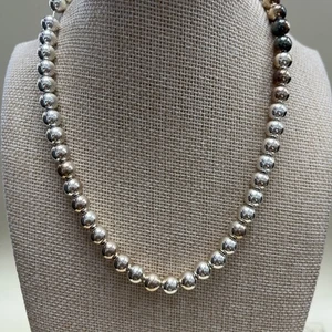 Vintage Sterling Silber genähte Holloware Perlenkette - Bild 1 von 3