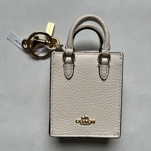 Coach Mini Tote Bag Charm White Leather Keychain Cu280 Imchk - Picture 1 of 7