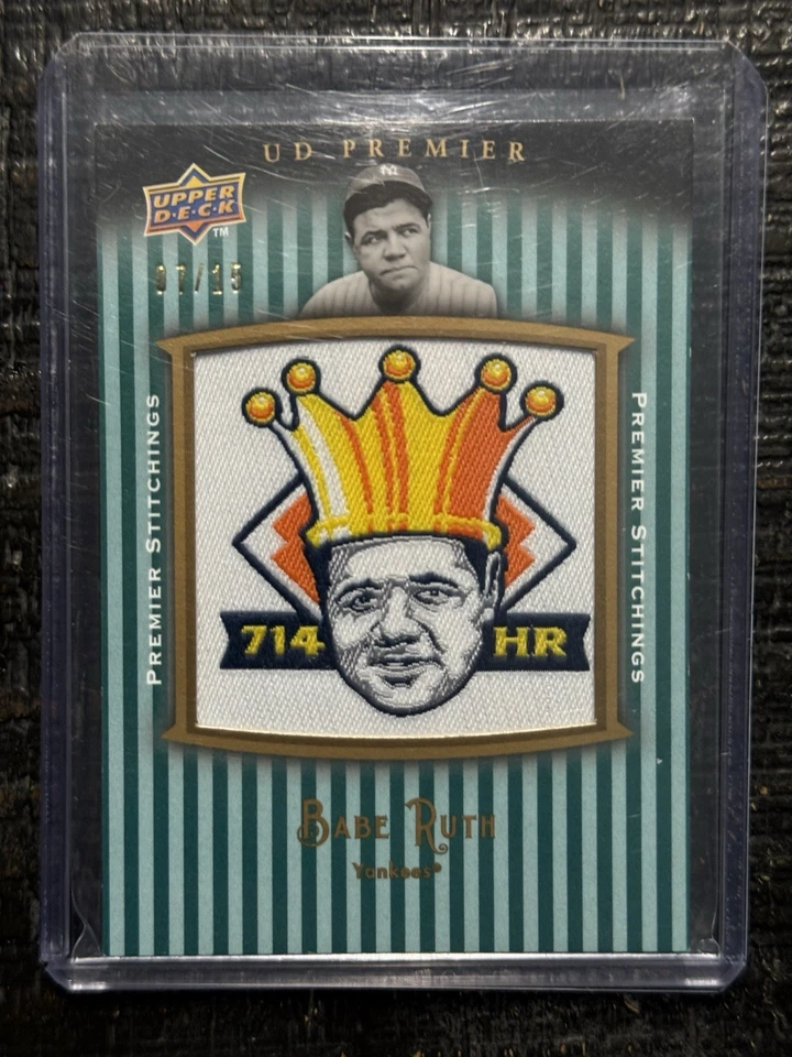 Babe Ruth 714 HR 2008 Upper Deck Premier Stitchings Card 07/15  LML - Image 1 of 2