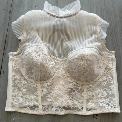 Sujetador Victoria's Secret Bustier Cuello Alto Estrás Talla 38 B Coqueta Foto 1 de 4