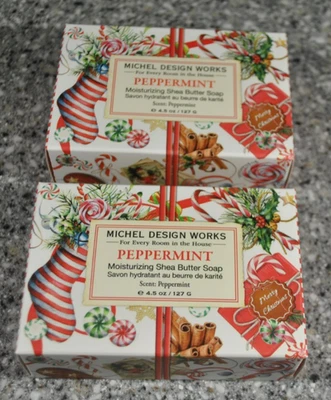 2-Michel Design Works Peppermint Shea Butter Soap Bar 4.5 oz/ea Made In England - Image 1 of 3