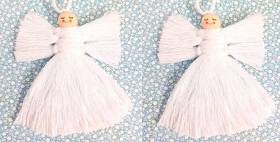 Angelo Natalizio Macramè Kit Ornamenti (2) Decorazione Natalizia - Immagine 1 di 2