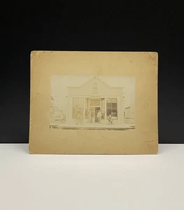 Photograph of a Sewing Machines Store Front W/ People Outside Cabinet Card Photo - Picture 1 of 11