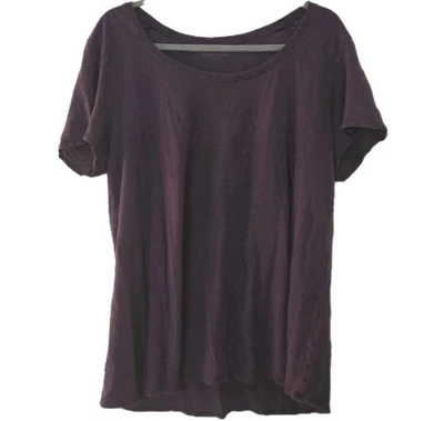 Top manga corta Eileen Fisher ciruela púrpura lino cuello redondo para mujer XL Foto 1 de 3
