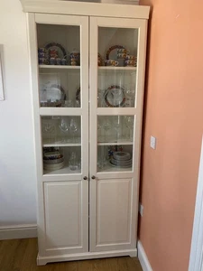 Ikea tall combination glass & door white storage/display cabinet VG condition - Picture 1 of 6
