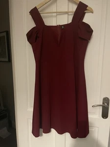 SHEIN Curve burgundy off shoulder sweetheart dress 1XL UK 18 - Picture 1 of 9