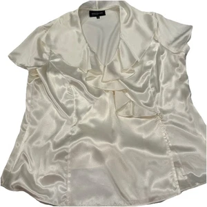 Jones Of New York Damenbluse Flügelärmel cremeweiß seidig glänzend Größe 16 - Bild 1 von 7