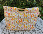 Knitting Sewing Crafting Zipped Bag with Wooden Handles - Fawns and Birds