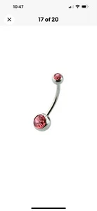 Surgical Steel Long Belly Ring 14 Gauge 5/8" (16 MM) & Color CZ Gems - Picture 1 of 1