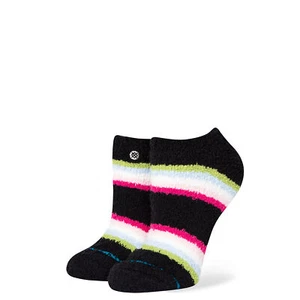 Stance Women's M 8-10.5 Mushy Black Stripe Low Height Fuzzy Socks Heavy Cushion - Picture 1 of 1