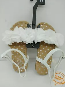 Wonder Nation Cute Girls White Flower Slingback Sandals NWT - Toddler Sizes - Picture 1 of 4
