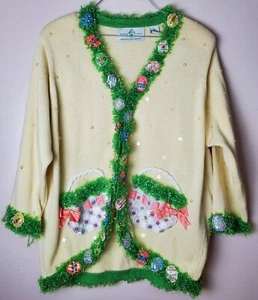 Design Options By Philip Jane Gordon XL Sweater Easter Eggs Basket Grass Spring - Picture 1 of 14