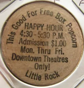 Vintage Happy Hour Little Rock, AR Wooden Nickel - Medaille Arkansas - Bild 1 von 2