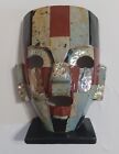 FAJNA plemienna maska na twarz z kamieniami półszlachetnymi i abalone/MOP, pogrzeb Azteków Majów