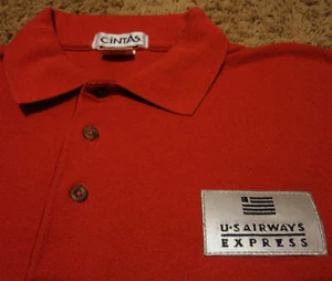 Men's US Airways Express Airlines Reflective Patch Polo Golf Shirt Red XL Cintas - Picture 1 of 4