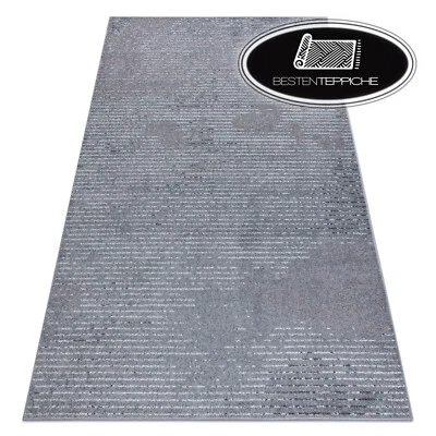 Tappeto Moderno " Heos " Linee Argento/Rosa Migliore Soffice E Lunga Durata - Immagine 1 di 4