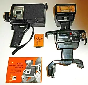1970’s Kodak Instamatic Movie Camera M-20 Zoom Lens With 2 Flash Attachments - Picture 1 of 1