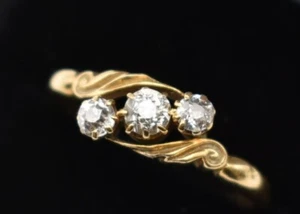 18 kt Gold Dreistein Diamant Verlobungsring Größe: P 1/2 - Bild 1 von 4