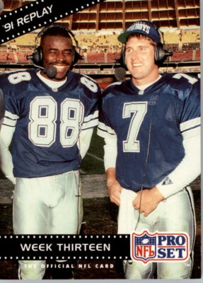 1992 Pro Set Football #49 Michael Irvin & Steve Beuerlein - Dallas Cowboys - Image 1 of 2