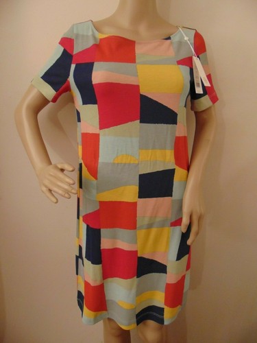 Abito Kimberly Tory Burch Red Canyon Colorscape nuovo con etichette taglia S Reatil $225