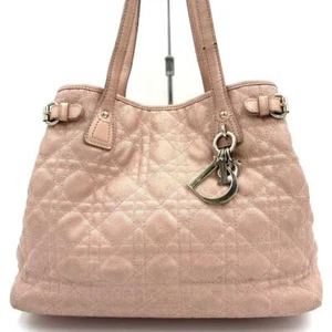 CHRISTIAN DIOR Cannage Canvas Tote Shoulder Bag Pink - Picture 1 of 18