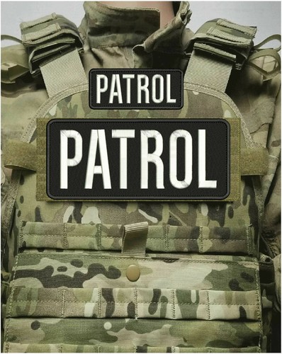 PATROL EMBROIDERY PATCH 4X10 AND 2X5 HOOK ON BACK BLK/WHITE | eBay