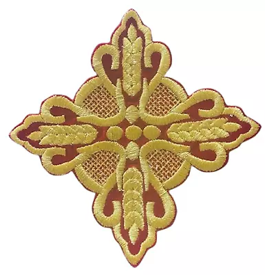 "Exquisite Religion Gold Cross Embroidered Velvet Fabric Applique 4"-5" and 6" - Image 1 of 2