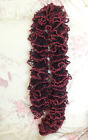 Soft Salsa Scarf Deep Purple Maroon With Rose Pom Poms 130Cm X 9Cm Hand Knitted