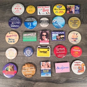 Vintage Lot 25 Pinbacks Buttons Pins Advertising Movies Pop Culture - Lot #104 - Picture 1 of 8