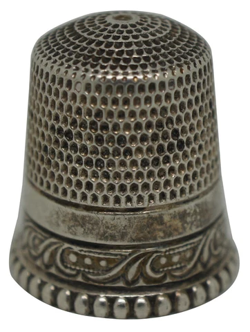 Antique Art Nouveau Sterling Silver 925 Thimble Sewing Needlework 9 2.7g Cover
