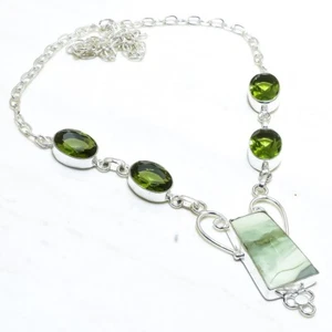 Imperial Opal, Peridot Gemstone 925 Silver Fashion Jewelry Necklace 18" RN41 - Picture 1 of 3
